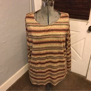 Ralph Lauren Earthy Tones Striped 100% Linen top